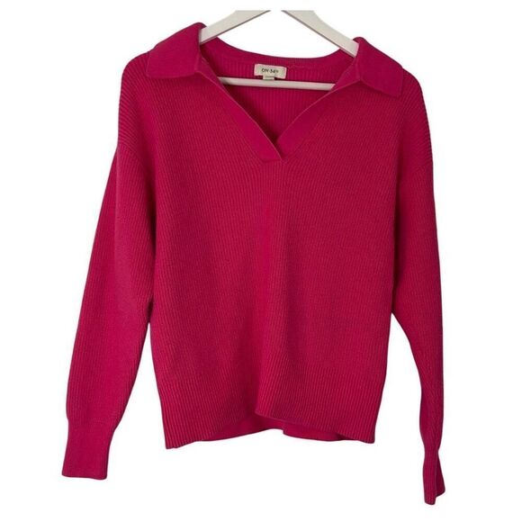 On 34th pink ribbed collared vneck sweater small - Picture 3 of 10